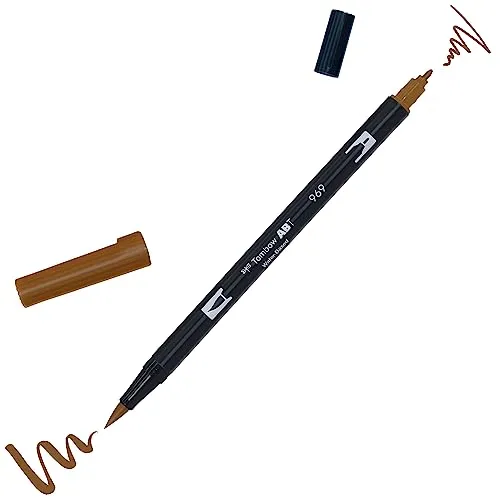 Tombow ABT-969 Fasermaler Dual Brush Pen mit zwei Spitzen, chocolate