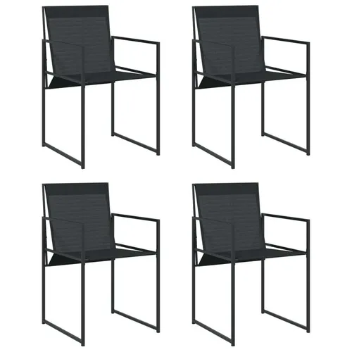 vidaXL Gartenstühle 4 Stk. Schwarz aus Stahl und Textilene - Gartenstühle aus strapazierfähigem Textilene und pulverbeschichtetem Stahl, UV-beständig und schimmelresistent. Ideal für entspannte Stunden im Freien! Klappbare Rückenlehnen ermöglichen platzsparende Aufbewahrung.