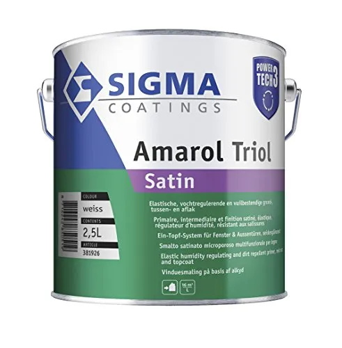 SIGMA Amarol Triol Satin 2,5 Liter Weiß - Hochwertiger Lack für eine satinierte Oberfläche, leicht zu verarbeiten und ideal für Innenräume.