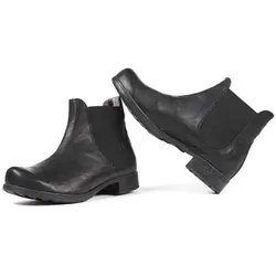THINK! Damen Denk Chelsea-Boots aus chromfrei gegerbtem Lammfell, 0000 SCHWARZ, 38 EU - Wanderschuhe aus hochwertigem Leder mit rutschfester Gummisohle, ideal für umweltbewusste Mode und Komfort beim Gehen.