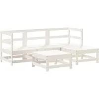 vidaXL 5-tlg. Garten-Lounge-Set Weiß aus massivem Kiefernholz - Gartenmöbel aus robustem, massivem Kiefernholz im eleganten Latten-Design. Perfekt für gemütliche Stunden im Freien mit Familie und Freunden. Ideal für Garten, Terrasse oder Balkon.