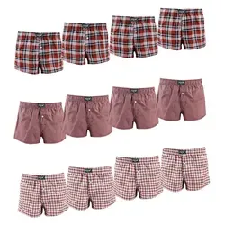 ADAM JEANS Webboxer Gewebte Boxershorts American Unterhosen Herren Boxershorts Kariert (12-St., 3er Set, 6er Set, 12er Set) Web Boxershorts Herren lockere Boxershorts Herren weit Männer Boxer rot XL