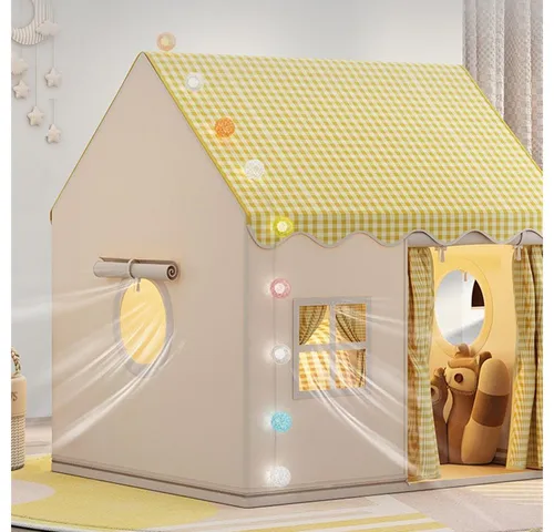 Kinderzelt Indoor Schloss Spielhaus für Mädchen & Jungen, Prinzessin Traum mit Matte & LED-Bälle