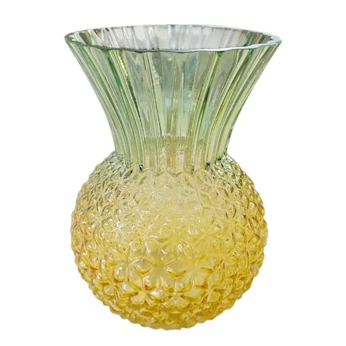 MACOSA HO364001 Deko Glasvase Ananas Design - Vasen mit strukturiertem Glas und sommerlichem Farbverlauf, ideal für stilvolle Tischdeko und lebendige Raumatmosphäre – perfekt für jeden Raum.