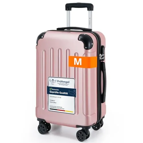 YONSLY Gepäck Suitcase Reisekoffer M (Roségold)