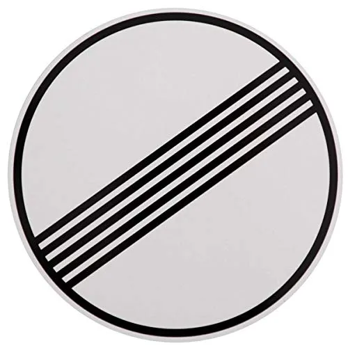 ORIGINAL Verkehrszeichen 282 * Ende sämtlicher streckenbezogener Geschwindigkeitsbegrenzungen und Überholverbote * Straßenzeichen Schild StVo 600 mm RAL Gütezeichen Strassenschild weiß 60 cm