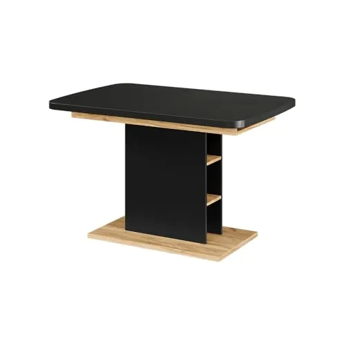 Vicco Esstisch Fenaro, Schwarz/Goldkraft Eiche, 120 x 80 cm - Stylischer Esstisch mit ausziehbarer Funktion und 4 höhenverstellbaren Einlegeböden, ideal für gesellige Abende mit Familie und Freunden.
