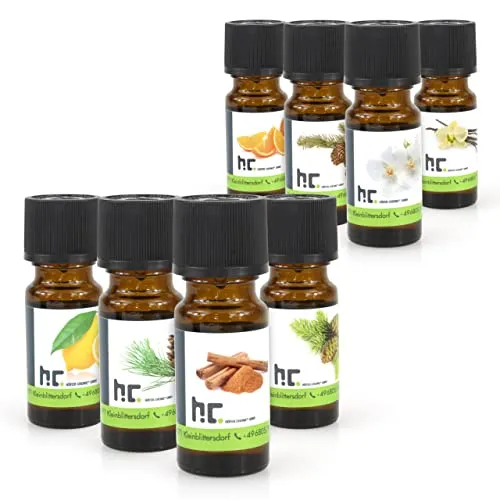 Höfer Chemie GmbH Duftöl-Set Nr. 5 mit 8 Duftnoten - Duftöle im praktischen Set mit 8 verschiedenen Aromen wie Zitrone und Jasmin, ideal für Duftlampen und Potpourris - für ein angenehmes Raumklima.