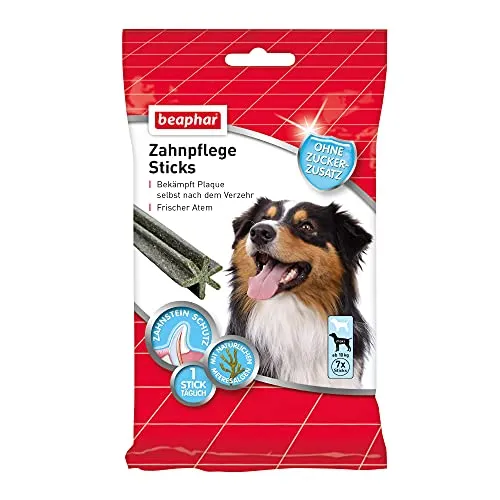 Beaphar Zahnpflege Sticks - Für große Hunde - Zahnpflege Snack - Mit natürlichen Meeresalgen - Ohne Zuckerzusatz - 7 Stück, 182 g (1er Pack)
