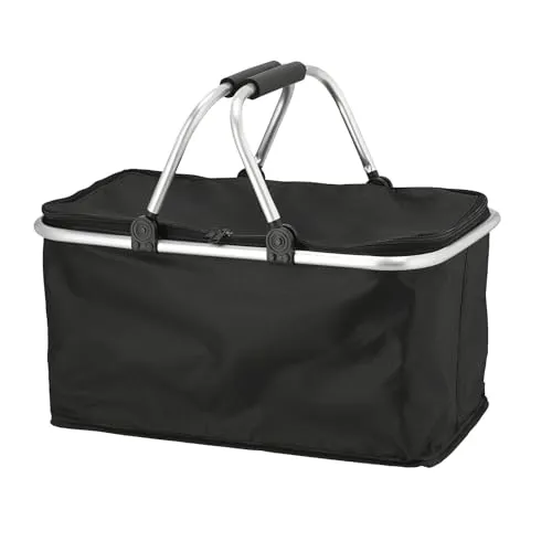 Thermo Einkaufskorb 30l Kühltasche Thermokorb Faltbar Einkaufstasche Faltkorb mit Kühlfunktion 46x23x27cm Isolierkorb Kühlkorb Schwarz