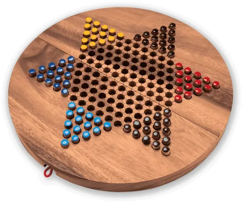 LOGOPLAY Halma Gr. XL - Stern Halma - Gesellschaftsspiel für 2 bis 6 Spieler mit großem, klappbarem Spielbrett aus umweltfreundlichem Samena-Holz, ideal für spannende Spielabende.