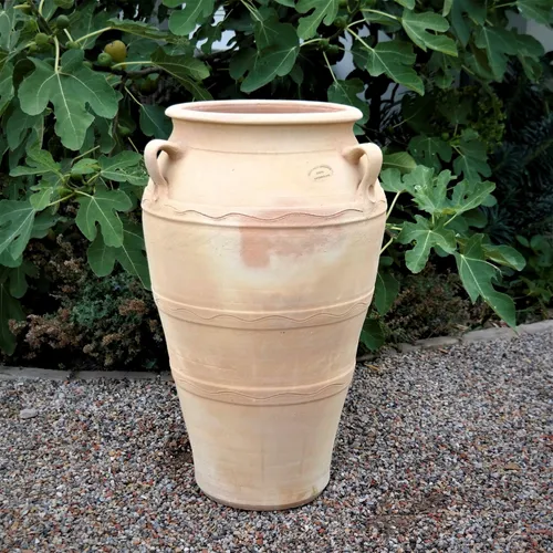 handgefertigte Terracotta Amphore aus Kreta, frostfeste Amphore Olea 70 cm