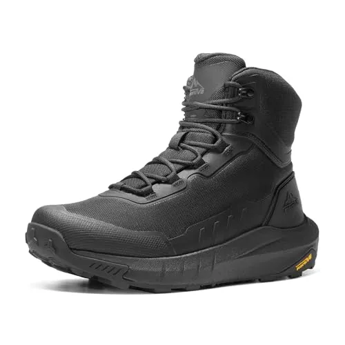 Produktbild NORTIV 8 Herren Taktische Wanderschuhe Leichte Dämpfungssohle Stiefel für den ganzen Tag Seitlicher Reißverschluss Motorrad Kampf Militärstiefel,Size 42,Schwarz,NMUMMT2503
