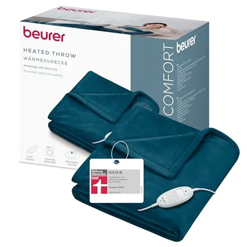 Beurer HD 75 Ocean Heizdecke, kuschelig weich mit 6 Temperaturstufen