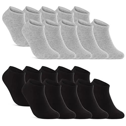 20 Paar Sneaker Socken Herren Damen in Schwarz, Weiß und Grau - Hochwertige Sportsocken aus 80% Baumwolle, ideal für Sport und Freizeit. Sie bieten perfekten Halt, verrutschen nicht und sorgen für angenehme Fußklima.
