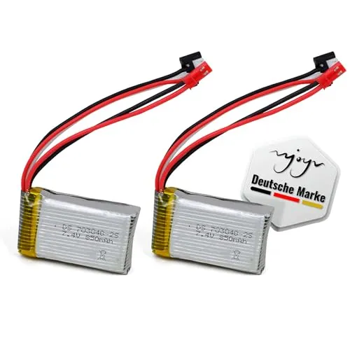 2er Set 7.4V 850-mAh 2S Li-Po Akku mit JST BEC Stecker, Langlebiger Lithium-Polymer Batterie f. Rc ferngesteuerte Quadcopter, Drohne U829-A U829-X X600-H X601H, Hubschrauber, Auto, Fahrzeug, Spielzeug