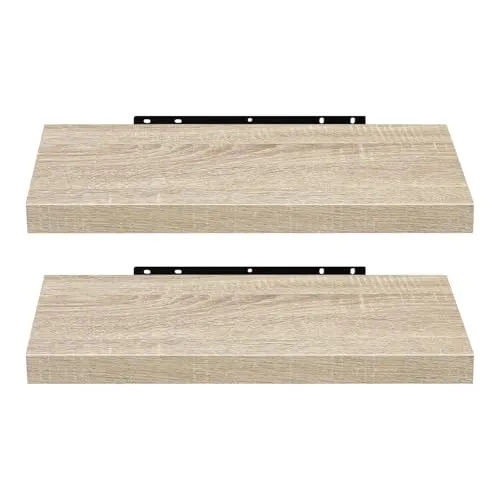 EUGAD Wandregal 2er Set Modernes Hängeregal in Eiche Gelb 60x22,9x3,8cm