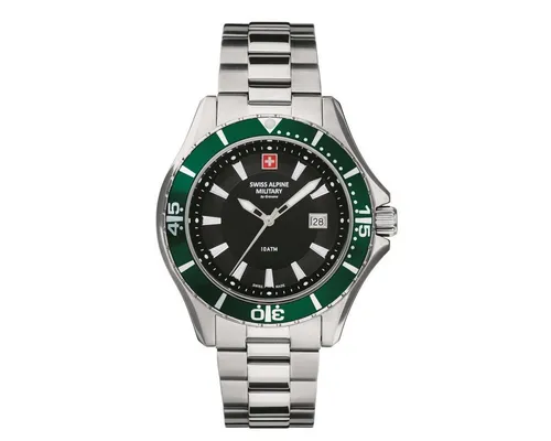 Swiss Alpine Military 7040.1134SAM Herrenuhr - Armbanduhren für Herren mit Datumsanzeige, 44 mm Gehäusedurchmesser und robustem Edelstahlarmband, ideal für Abenteuer und Alltag.