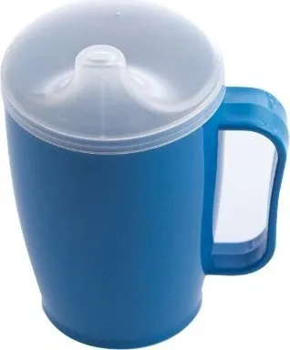 EINNEHMEBECHER mit Griff und Deckel 4mm blau