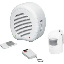 Indexa Elektronischer Wachhund EW01 mit Fernbedienung und Bewegungsmelder - Bewegungsmelder-Set mit lautem Hundegebell zur Einbruchsprävention. Individuell einstellbare Lautstärke und Sensorempfindlichkeit, Funkreichweite bis 30m.