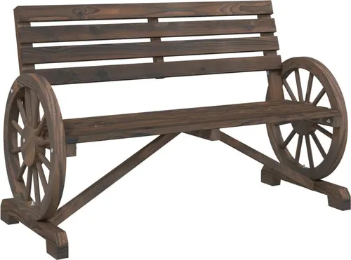 vidaXL Gartenbank 2-Sitzer mit Wagenräder-Design - Bänke aus robustem Tannen-Massivholz, wetterbeständig und ideal für entspannte Momente im Garten oder auf der Terrasse.
