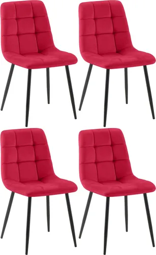 Deluke Esszimmerstuhl Set, Rot, 4er Set, Textil, 45x84x55 cm