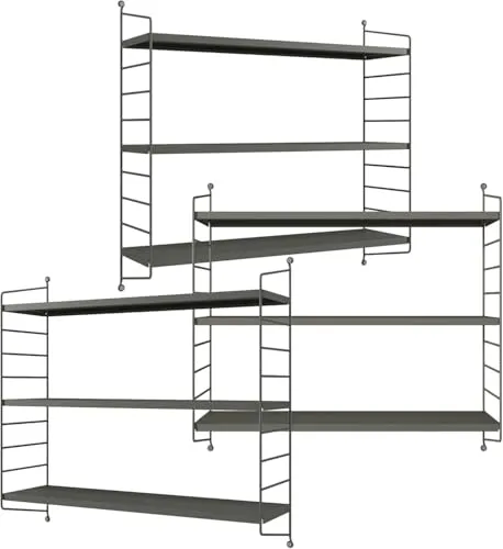 [en.casa] Modulares Wandregal Strängnäs 3er Set - Anthrazitgrau - Regale für vielseitige Verwendung, mit stabilem Stahlrahmen und drei großzügigen Ablageflächen für eine stilvolle und praktische Präsentation in jedem Raum.