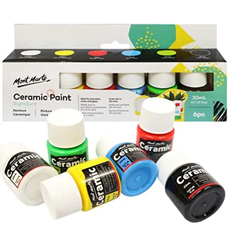 Mont Marte Porzellanfarben Set – 6 Stück x 20ml – Hochwertige Keramikfarben – Ideal zum Bemalen von Tassen, Vasen und Schalen
