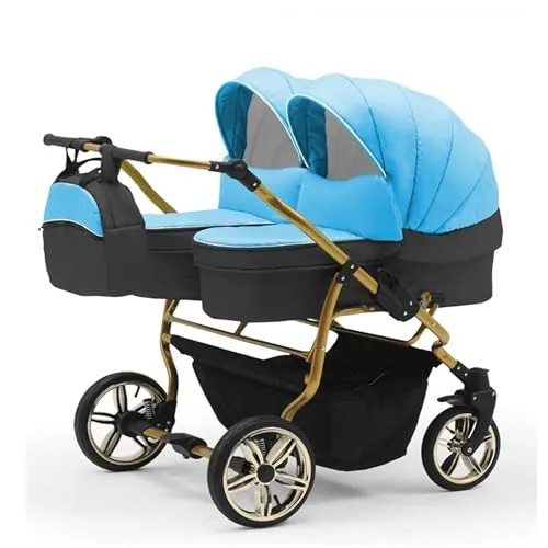 Zwillingskinderwagen 2 in 1 Duet Lux Goldedition inkl. Sportsitze - 10 Teile - in 20 Farben