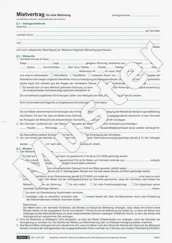 Brunnen Mietvertrag für Wohnungen 8 Seiten A4 mit Hausordnung - Formulare & Vordrucke, umfassender Mietvertrag mit integrierter Hausordnung für rechtssichere Wohnungsvermietung.