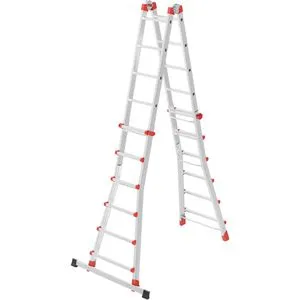 Hailo Teleskopleiter M80 - 5,66m Aluminiumleiter - Vielseitige Teleskopleiter für bis zu 150 kg, einsetzbar als Anlege-, Schiebe- und Stehleiter. Maximale Arbeitshöhe 6,75 m. Ideal für Handwerker und Heimwerker.