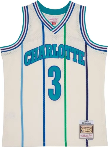 Mitchell & Ness Basketballtrikot Swingman Jersey Charlotte Hornets OFFWHITE Rex Cha - Trikots der NBA Hardwood Classics Collection mit Twill Patches und Team Logo. Hochwertiges Mesh-Material für optimalen Tragekomfort und nostalgischen Retro-Stil.