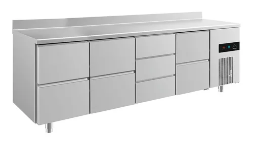 Gastro Kühltisch 9 Schubladen Umluftkühlung Aufkantung 2330x700x850mm NEU