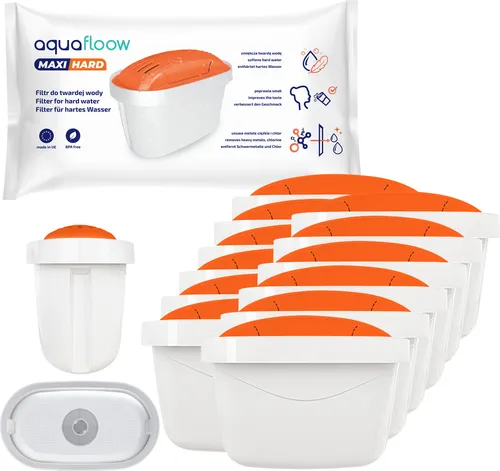 Aquafloow Maxihard Wasserfilter Kartuschen 12 Stück für Hartes Wasser | Filterkartuschen Kompatibel mit Dafi Unimax Aquaphor A5 Brita Maxtra+ Philips