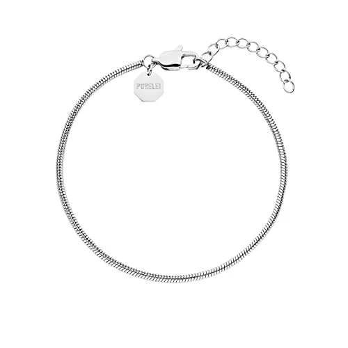 Purelei Gliederarmband Sleekness - Edelstahlarmband für Männer: Dünnes Schlangenkettenarmband mit verstellbarer Länge, ideal für jeden Look.