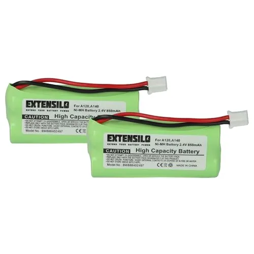 EXTENSILO 2X Akku kompatibel mit Siemens Gigaset A140, A140 Trio, A12, A140 Duo, A14, A120 schnurlos Festnetz Telefon (850 mAh, 2,4 V, NiMH)