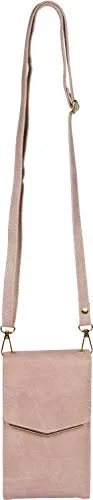 styleBREAKER Mini Umhängetasche mit V-Klappe und Metall Detail | kleine Handytasche zum Umhängen | elegante Crossbody Bag mit Kartenfächern für Damen, Farbe:Altrose