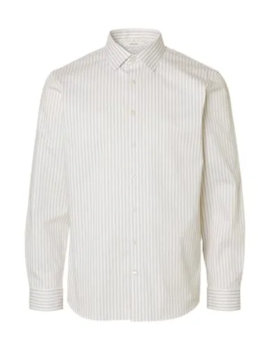 Slhslim-Performance Shirt Ls Noos - Stylisches Langarmhemd von Selected Homme in Slim Fit. Mit modernem Streifenmuster und gerundetem Saum ideal für den Alltag oder besondere Anlässe.