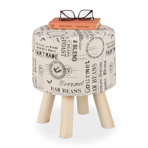 Sitzhocker Sitzpouf Beistellhocker - Rund gepolstert in Creme - Hocker & Barhocker, stilvoller und bequemer Sitzpouf, ideal für kleine Räume und als vielseitiger Beistellhocker.