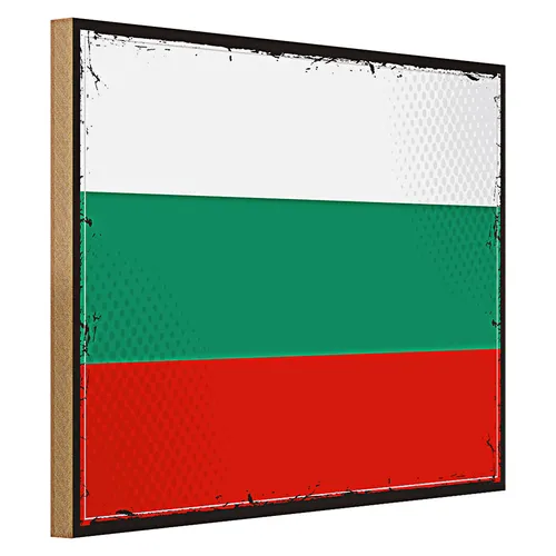 Holzschild Flagge Bulgarien 40x30cm Retro Flag Bulgaria