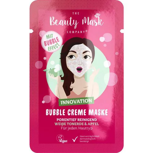 Beauty Mask Company Bubble Creme Gesichtsmaske mit Weißer Tonerde - Gesichtsmasken für Damen, vegan und ideal zur Reinigung von übermäßigem Öl und verstopften Poren. Enthält 10 ml beruhigende Maske mit blumigem Duft.