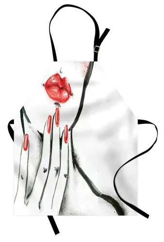 Abakuhaus Kochschürze Höhenverstellbar Klare Farben ohne verblassen, Lippen Rote Nägel und Blushed Cheeks