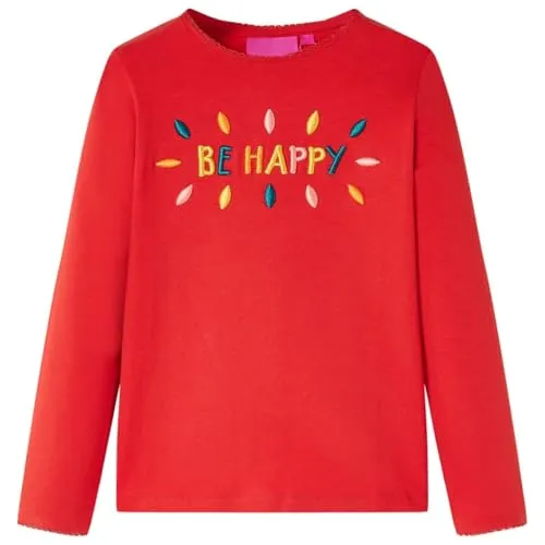 Kinder-Langarmshirt mit 3D-Beschriftung Pullover Sweatshirt T-Shirt Rot 128