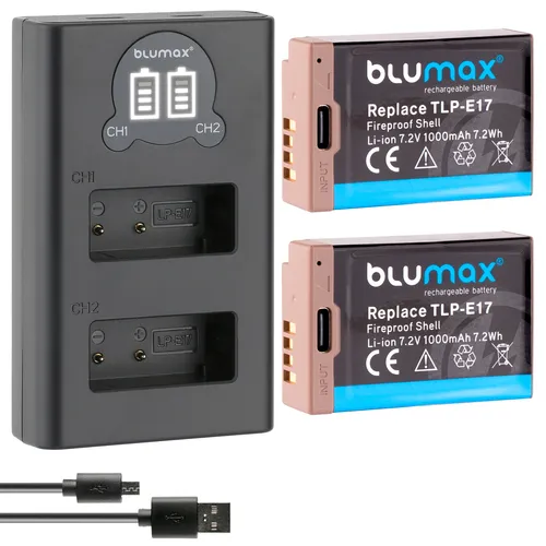 2x Akku + LCD Lader für Canon LP-E17 EOS  M6 750D 760D  R10 R50 Typ-C 1000 mAh