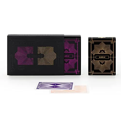 SLOWPLAY 100% Plastik Spielkarten Set, 2 Decks (Violet & Gold), Jumbo Index, Poker Format, überlegene Flexibilität und Haltbarkeit, Wasserfest & Waschbar, Professionelle Karten für Texas Hold’em Poker