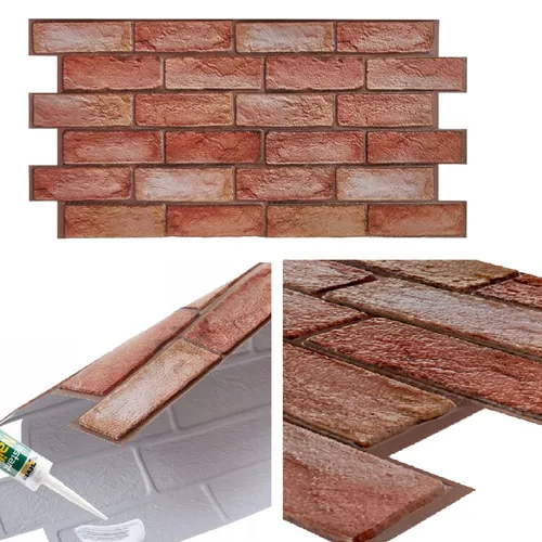 Produktbild Steintapete Wandpaneele Ziegelstein 96x48 cm Steinoptik Dekorplatte Wasserdicht