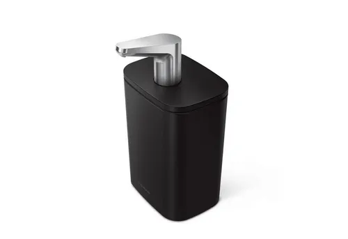 simplehuman Seifenspender Groß Mattschwarz 473 ml - Seifenspender aus Edelstahl mit präziser Rohrpumpe für einfache Seifenabgabe. Tropffrei und mit trichterförmiger Öffnung für schnelles Nachfüllen – ideal für ein effizientes Wohnen.