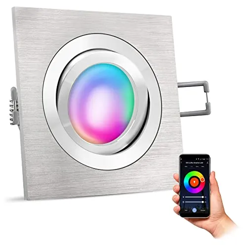 SSC-LUXon QF-2 Design Einbaustrahler Smart GU10 schwenkbar & dimmbar bis zu 16 Millionen Farben - kompatibel mit Alexa, Siri & Google