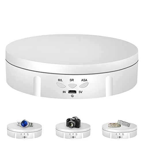 Napacoh Drehteller Elektrisch, Elektrischer 360-Grad-Drehteller Für Die Fotografie, Automatische Drehplattform, Perfekt Für 360-Grad-Bilder, Produktanzeige, Schmuckuhrenhalter Schwarz