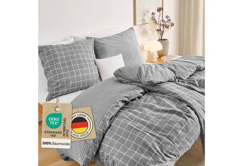 Blumtal Bettwäsche Biber Bettwäsche Oeko-TEX zert. Flanell Bettwäsche Baumwolle 100%, 60 °C waschbar